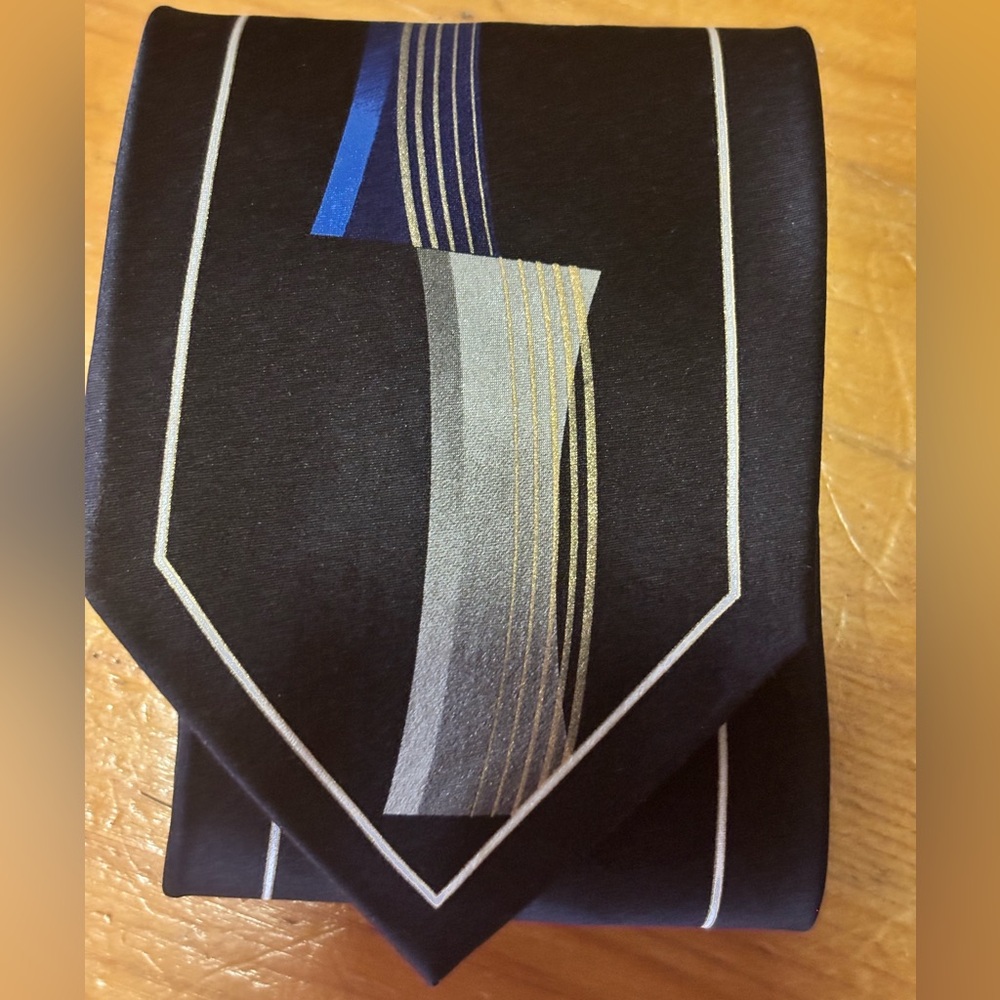Giorgio Brutini Black Tie with Blue and Gray Accents